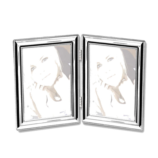 Siena Dbl Border Bead Frame Silver 5x7 Dbl