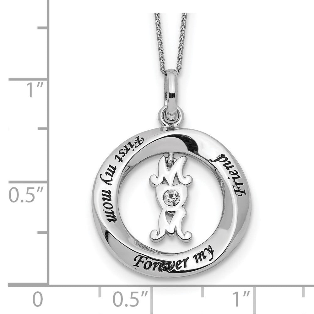 Sterling Silver CZ FIRST MY MOM, FOREVER MY FRIEND Necklace 18 Inches