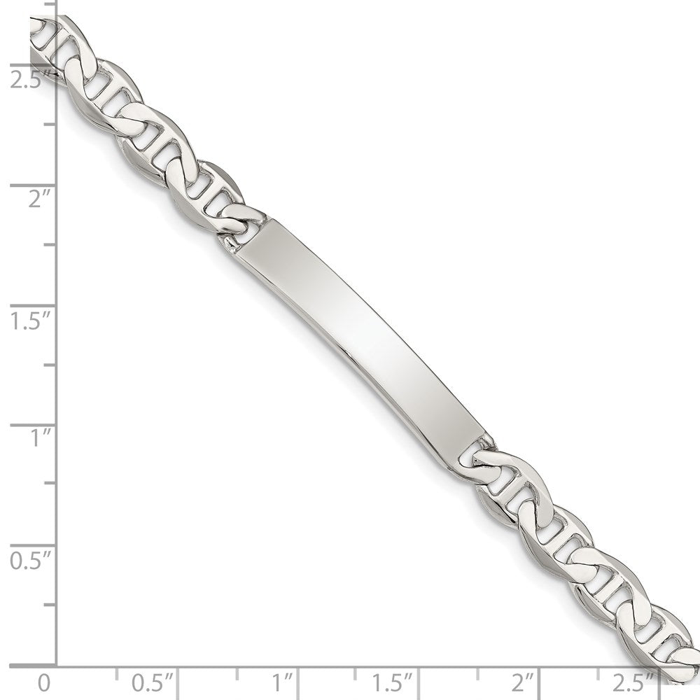 Sterling Silver Polished Engraveable Anchor Link ID Bracelet 7 inches