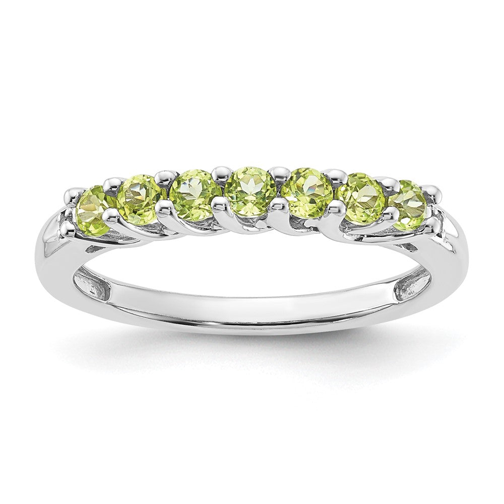 10K White Gold Polished Peridot and Diamond Ring