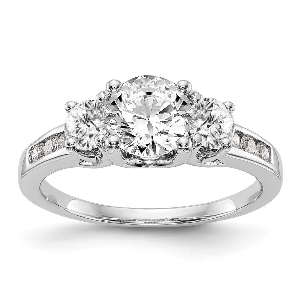True Origin 14K White Gold 1/6 carat Lab Grown Diamond VS/SI  D E F  Semi Mount Three Stone Ring
