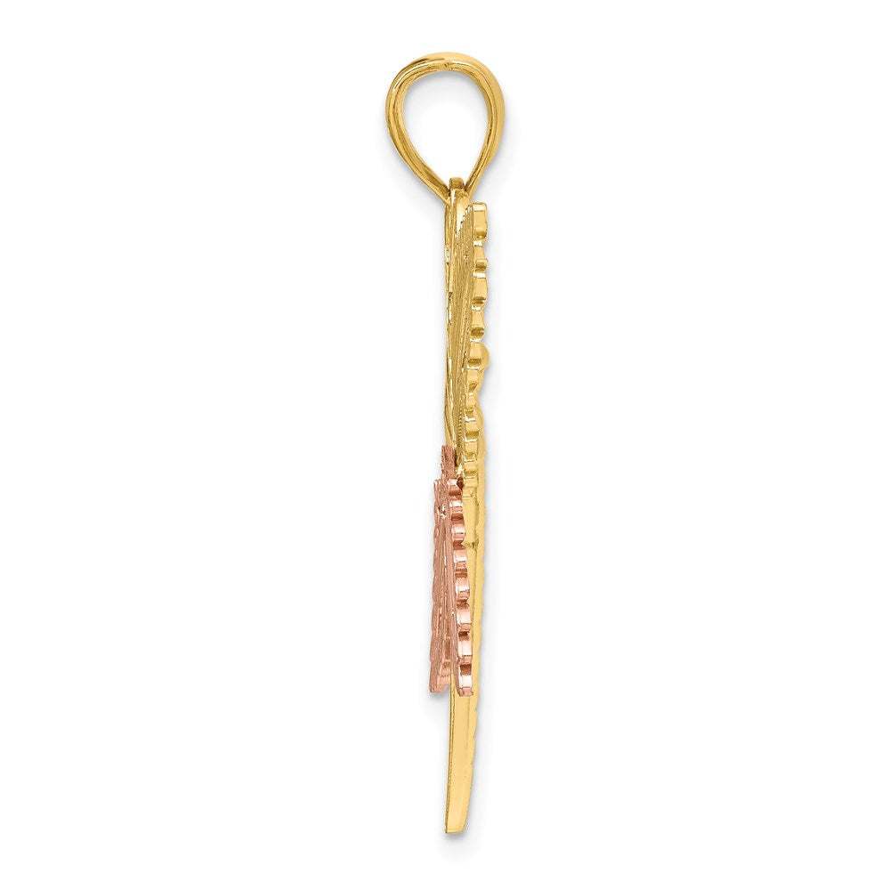 14k Two-tone with White Rhodium Dragonfly w/Beaded D/C Wings Charm