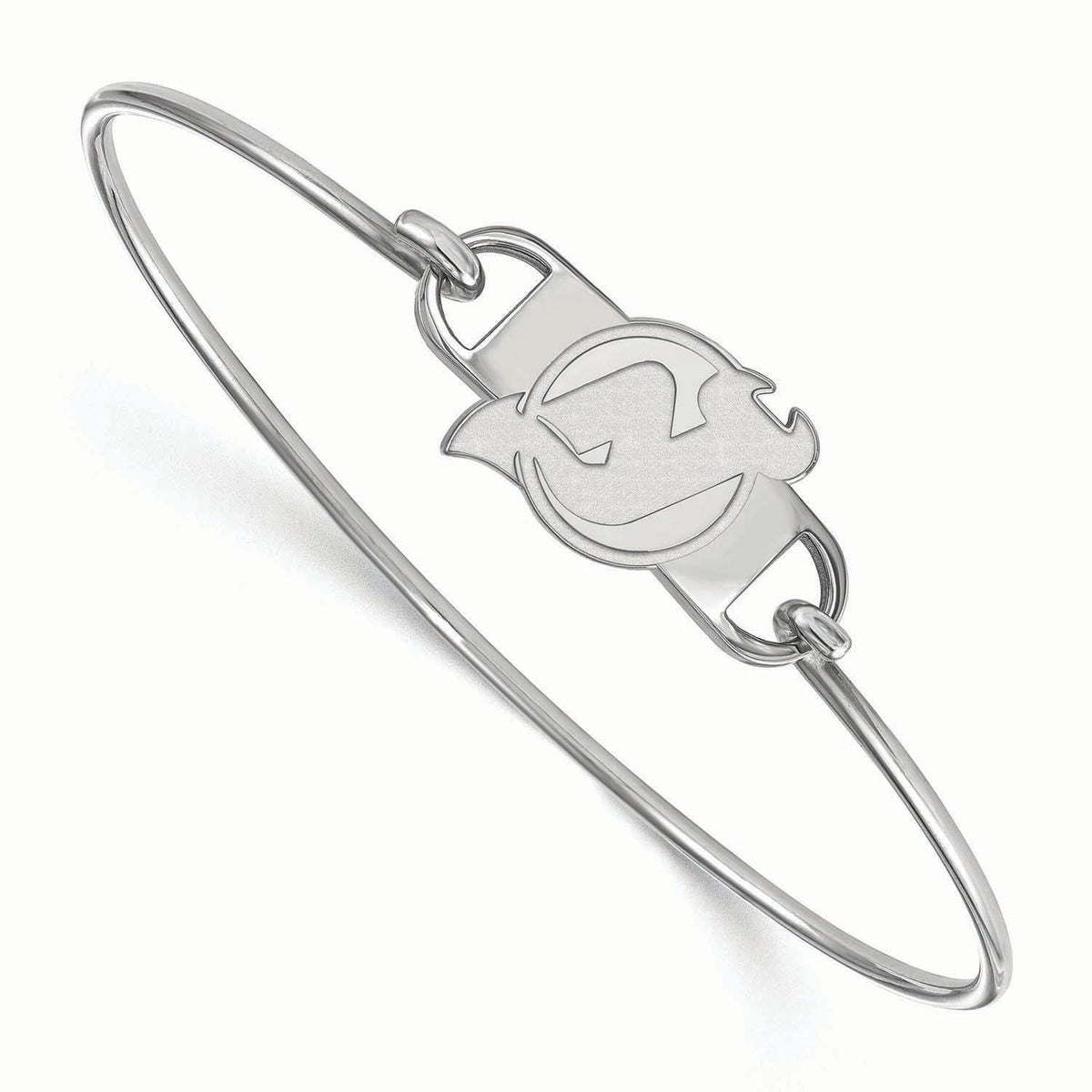 Sterling Silver Rhodium Plated NHL LogoArt New Jersey Devils Wire Bangle