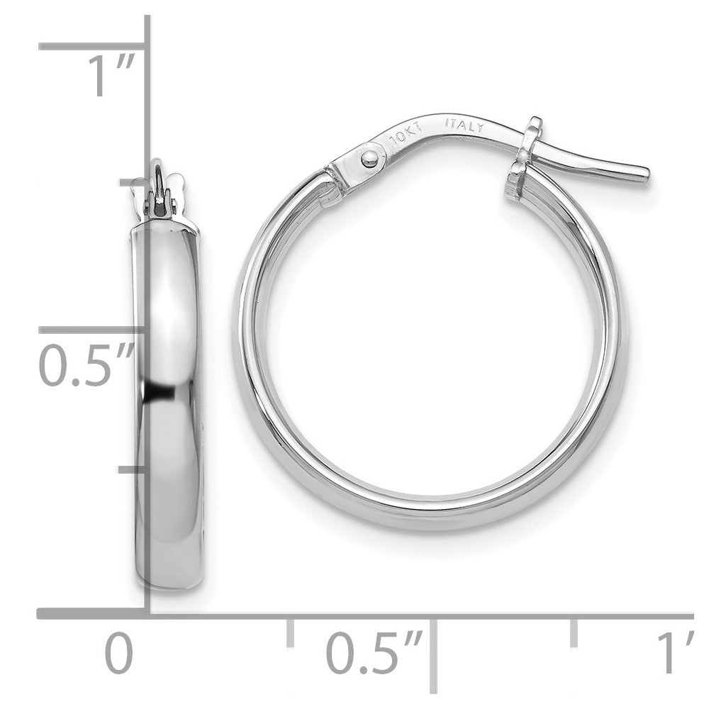 10K White Gold Polished Hoop Earrings