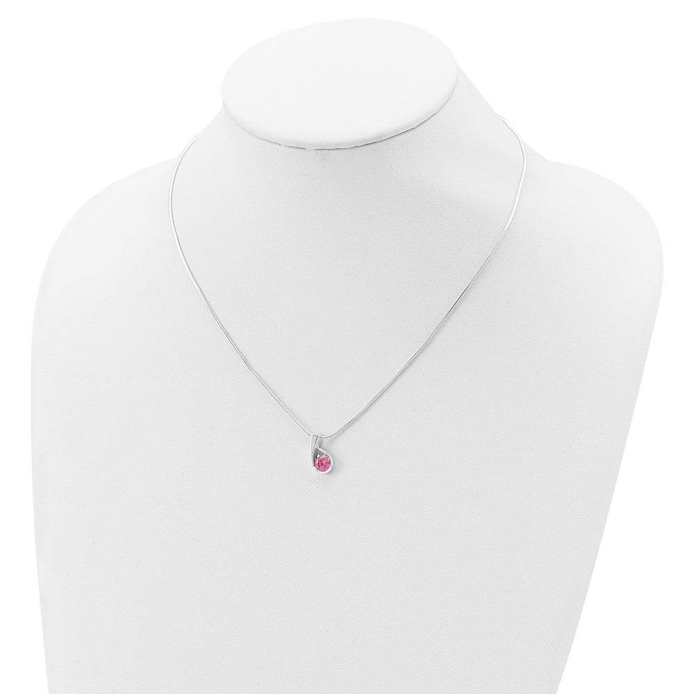Sterling Silver Pink CZ Necklace 18 Inches