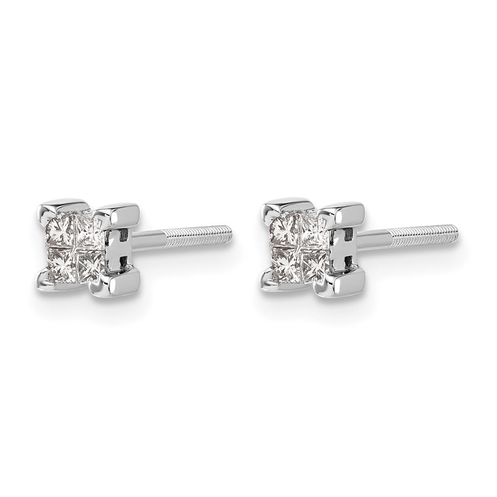 14k Yellow Gold Princess Diamond Screwback Earrings