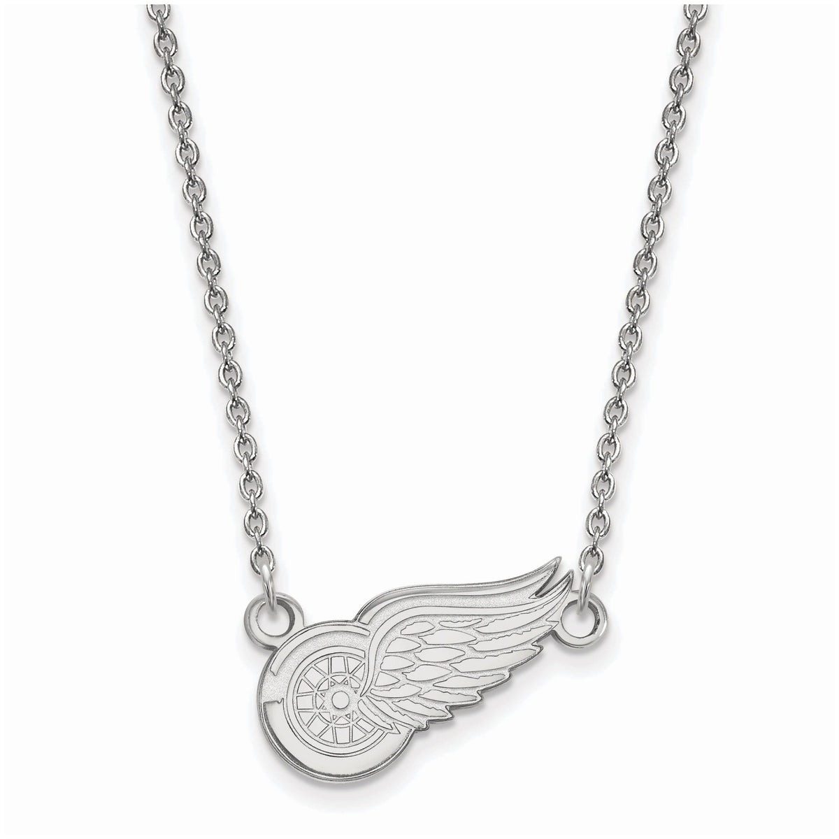 Sterling Silver Rhodium Plated NHL Detroit Red Wings Small Necklace, 18 Inch