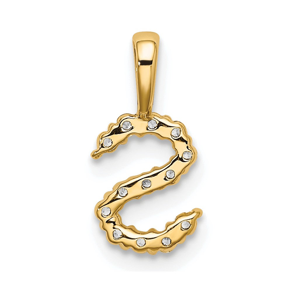 14k 1/8 carat Lab Grown Diamond VS/SI+ G+ Letter S Initial Pendant