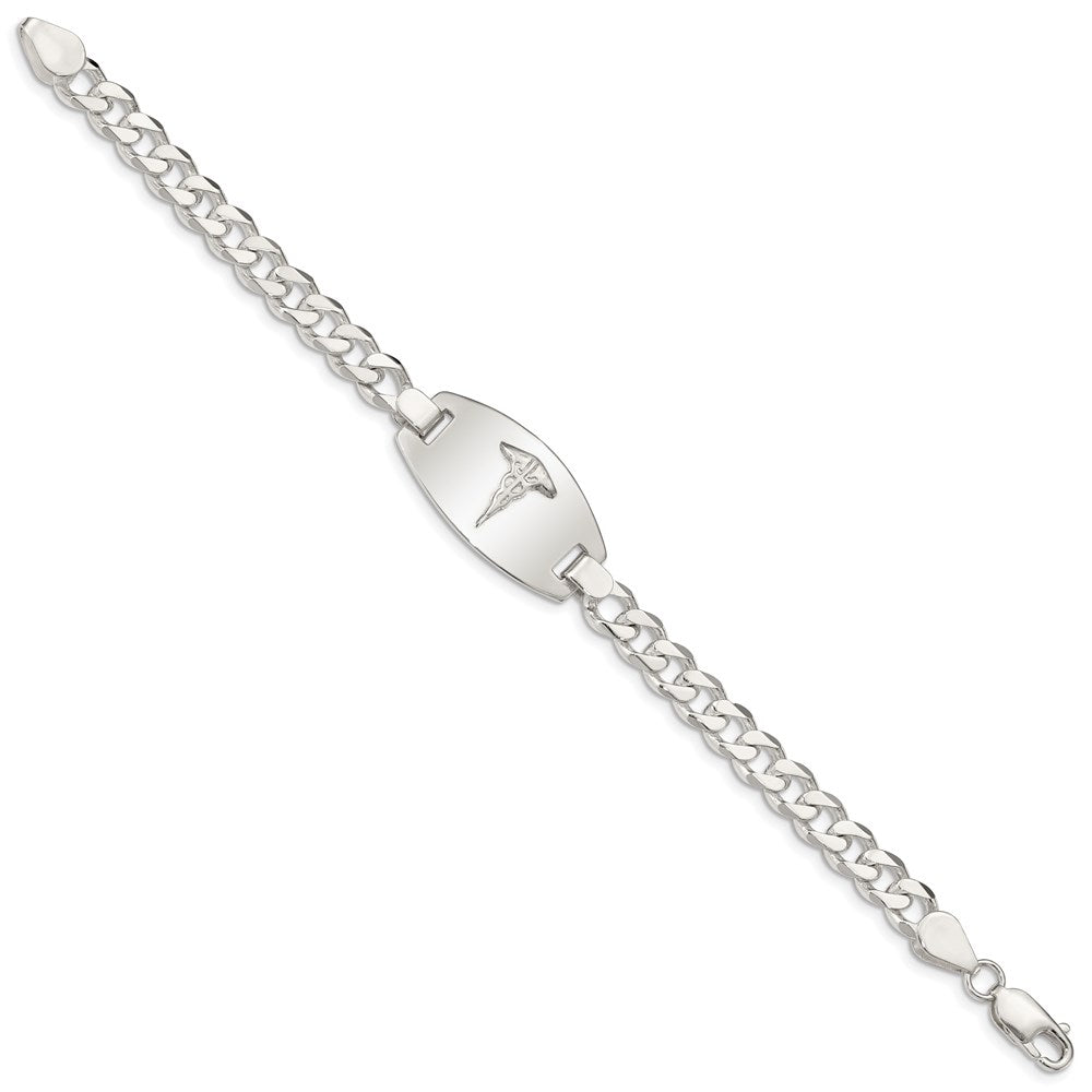 Sterling Silver Medical Jewelry Curb Link Bracelet 8.25 inches