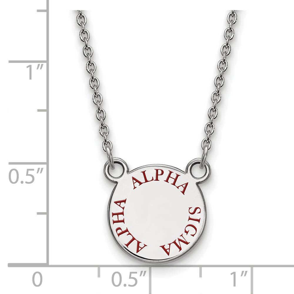Sterling Silver 18in Official Licensed Greek Sororities Alpha Sigma Alpha (???) XS Enamel Pendant w/Necklace