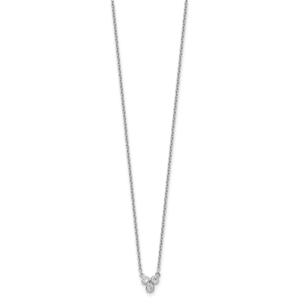 Sterling Silver Rhodium-plated 3-CZ w/ 2in ext Necklace 16 Inches