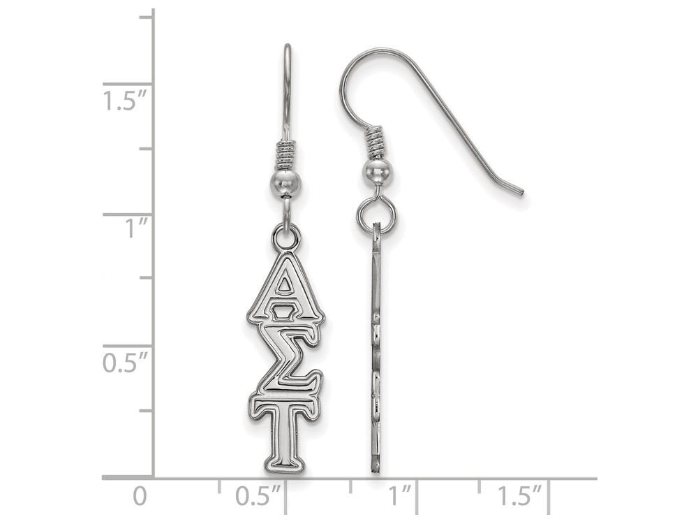 Sterling Silver Official Licensed Greek Sororities Alpha Sigma Tau (???) Dangle Medium Earrings