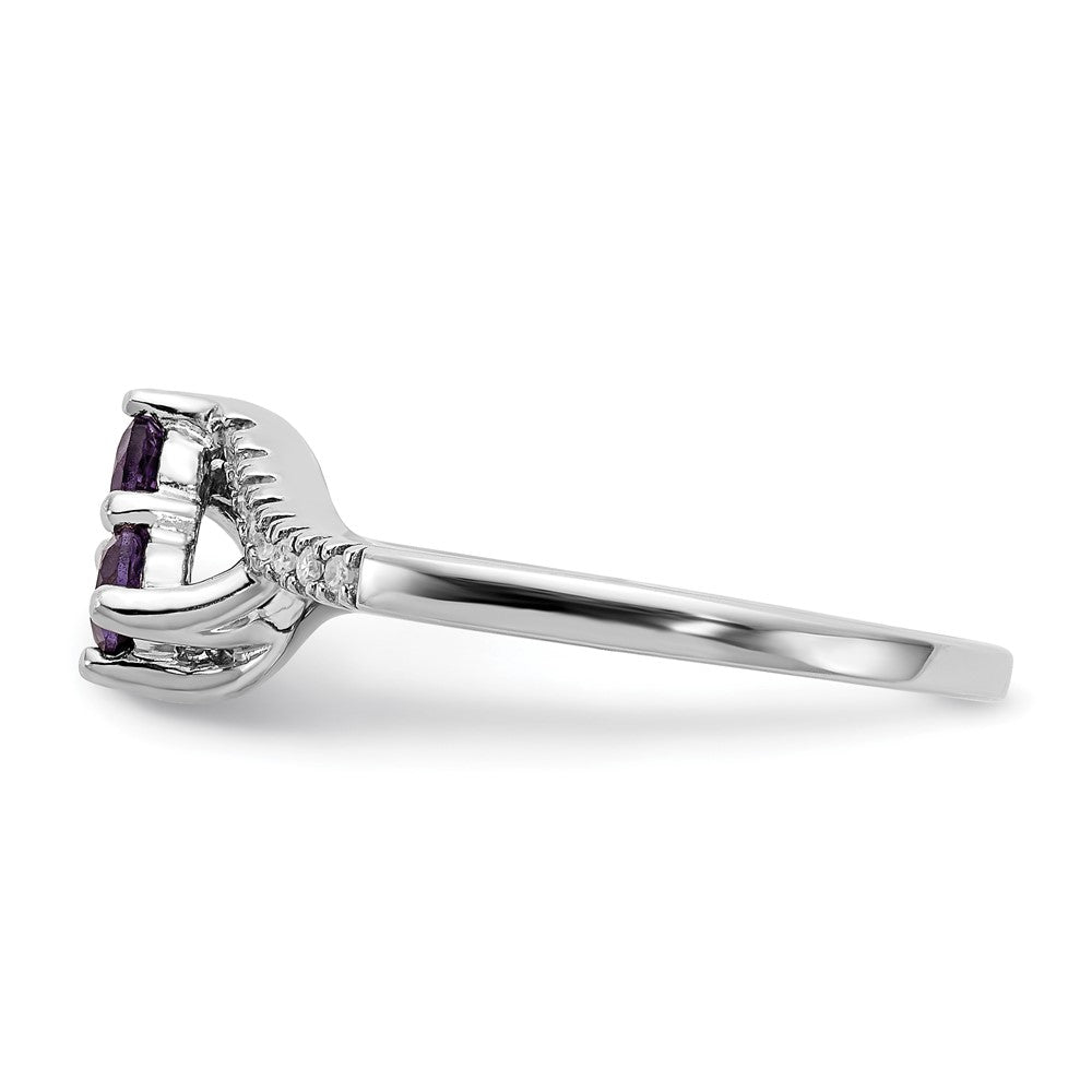 Sterling Silver Amethyst & Diamond Ring