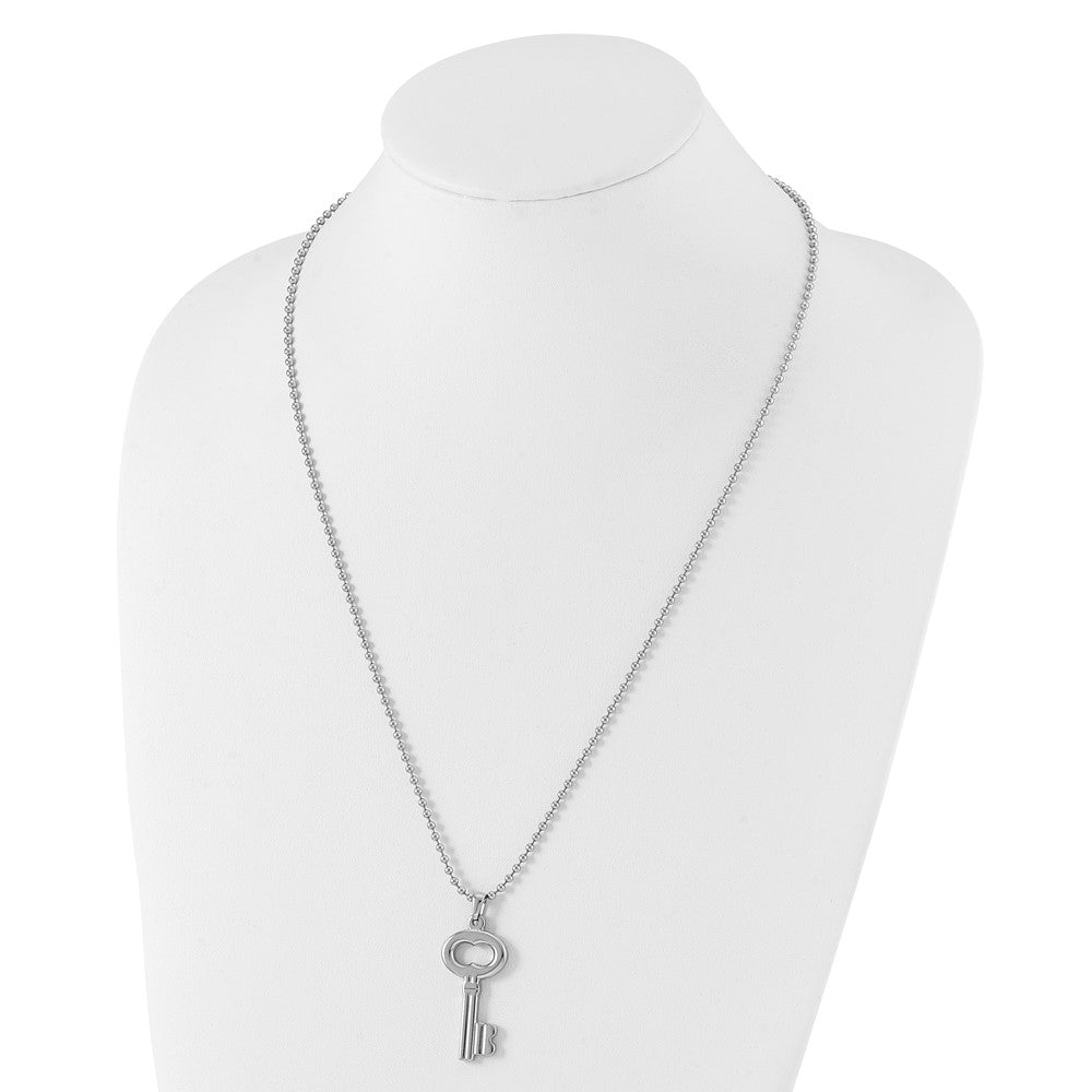 Stainless Steel Polished Key 24in Necklace