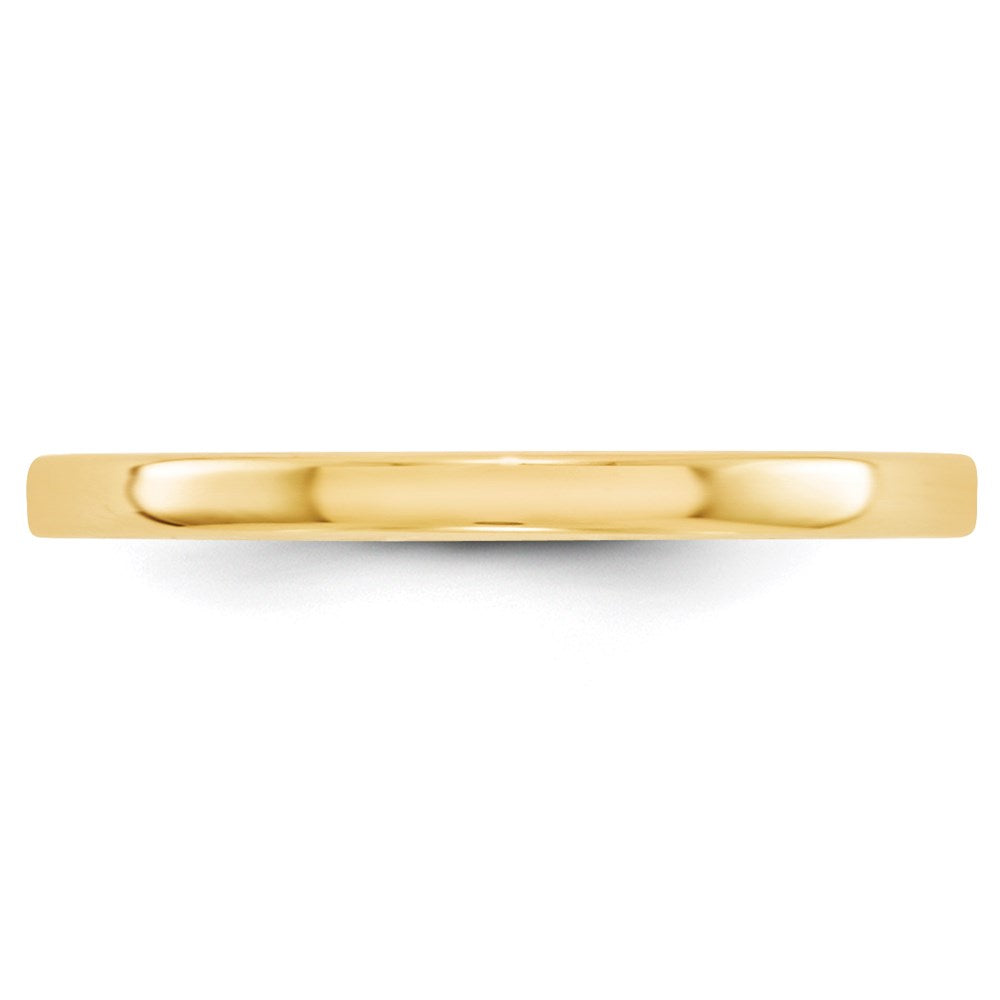 14k Yellow Gold 2mm Lightweight Flat Wedding Band Size 8