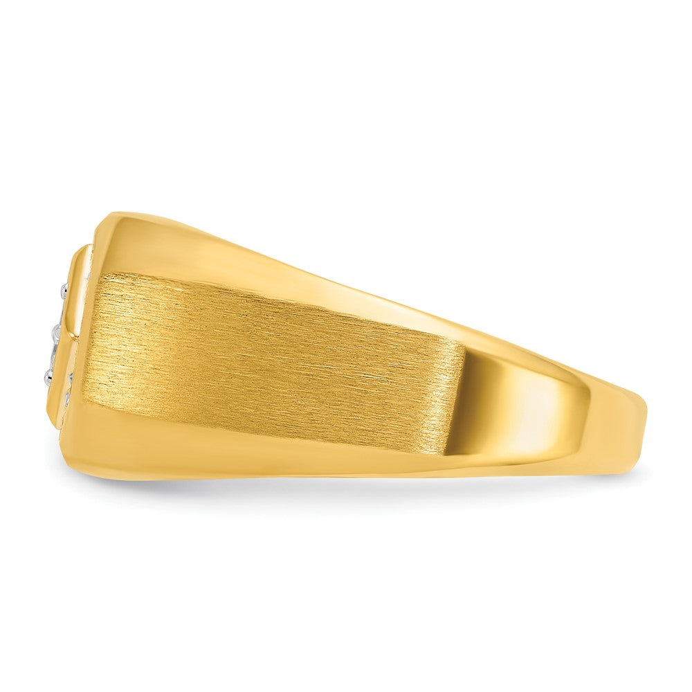 14k IBGoodman Men's Polished and Satin 1/6 carat Diamond Complete Ring