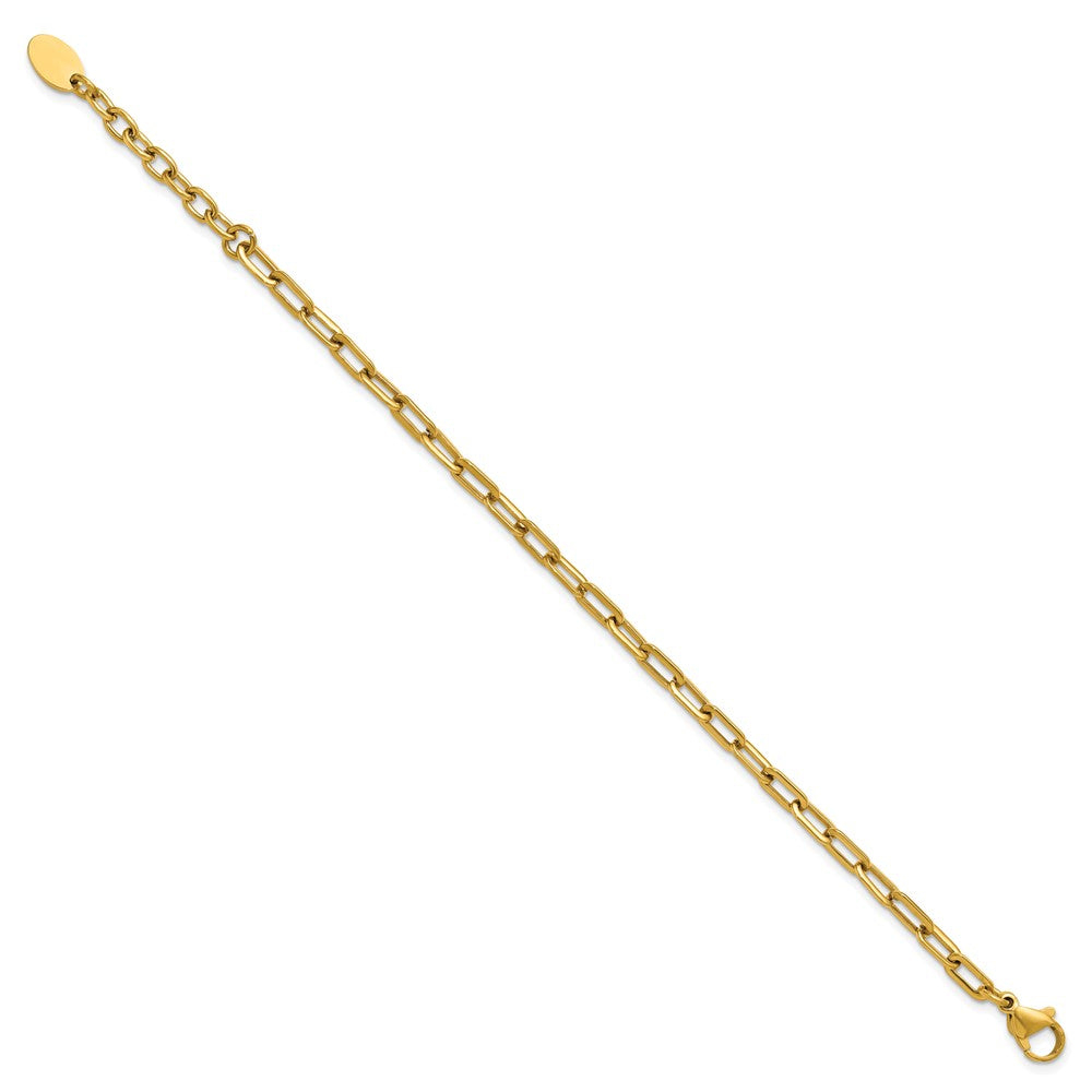 Chisel Stainless Steel Polished Yellow IP-plated 6.5 inch Plus a 1.5 inch Extension Paperclip Chain Link Bracelet 6.5 inches
