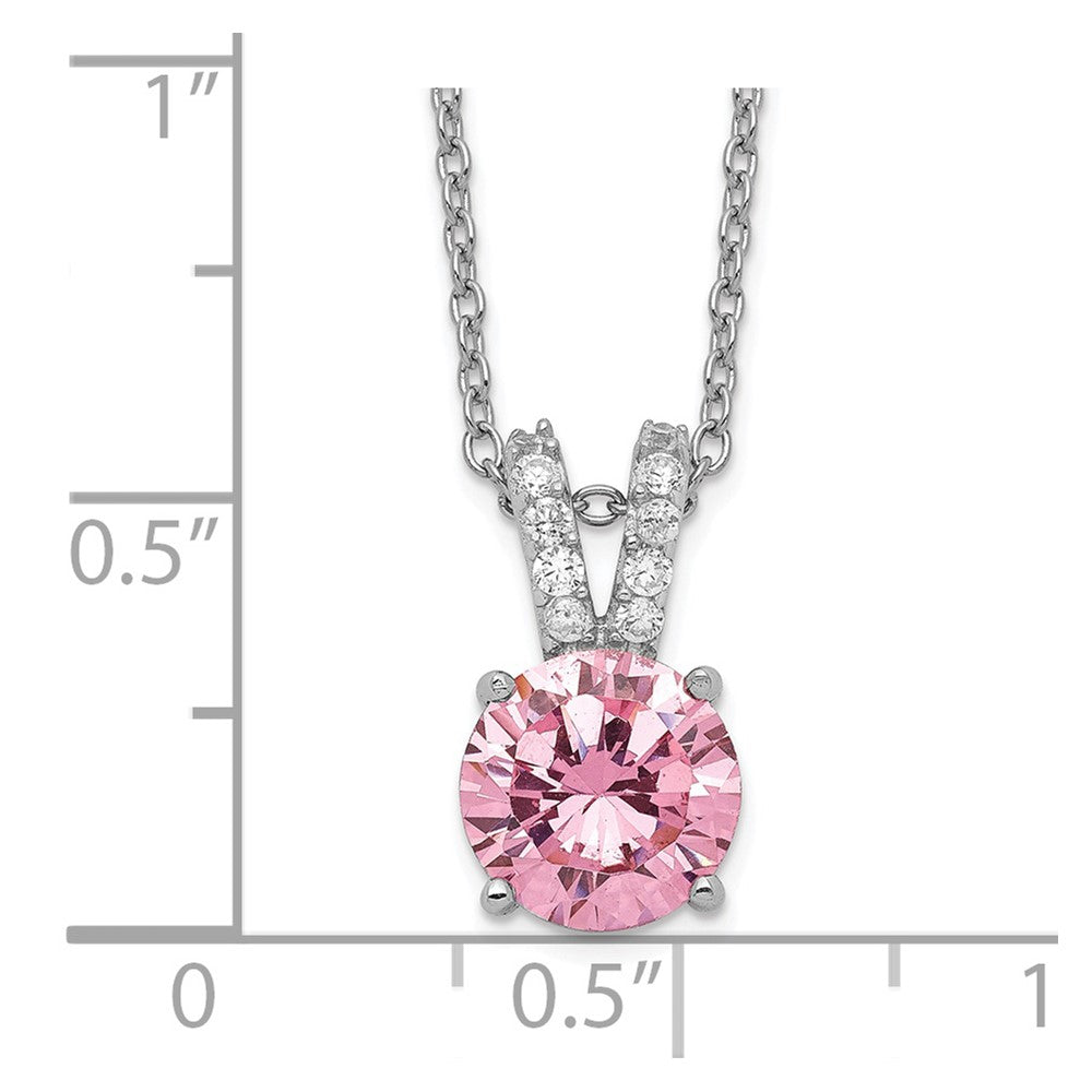 Cheryl M Sterling Silver Rhodium-plated Pink and White Brilliant-cut CZ Split Bail 18 Inch Necklace 18 Inches