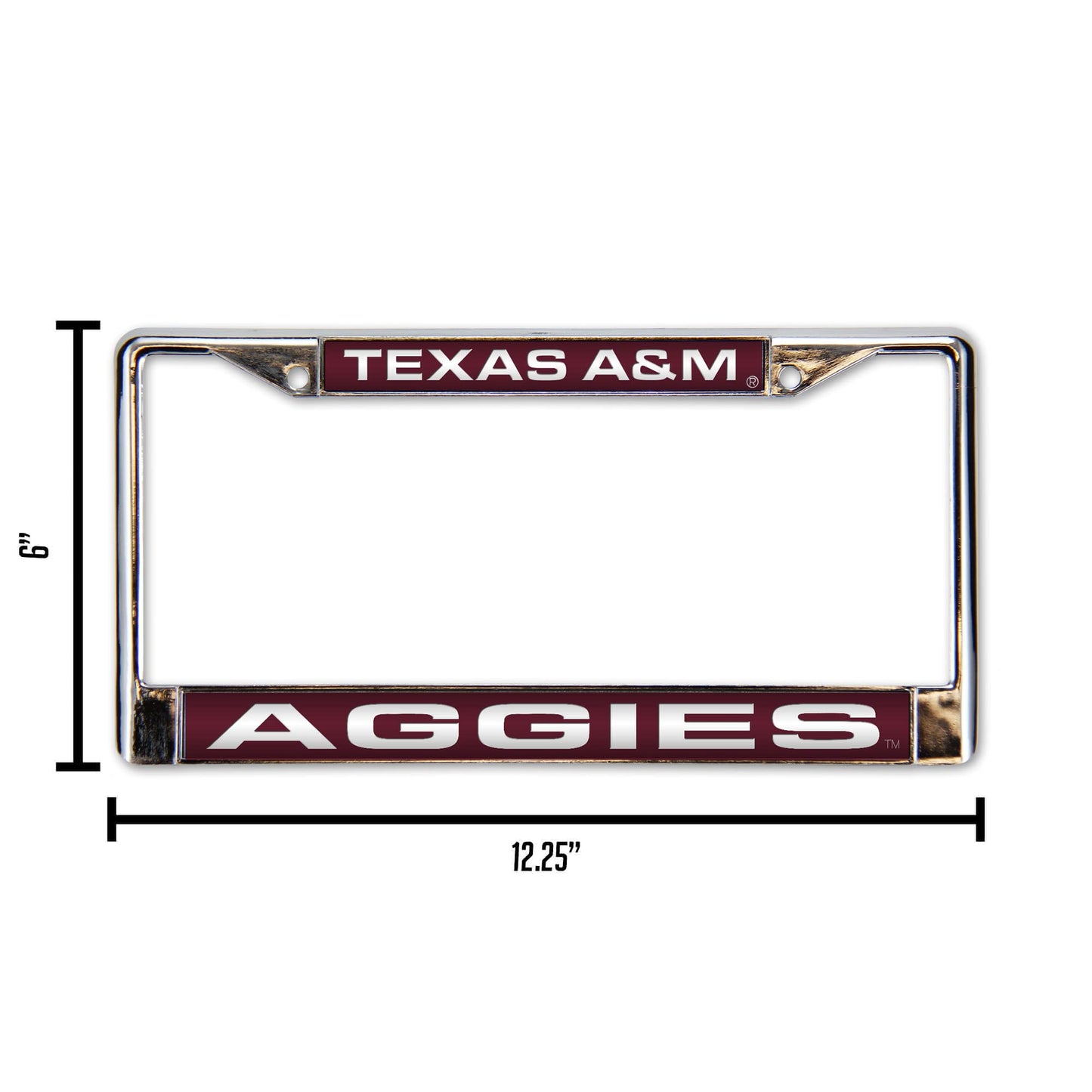 Collegiate Texas A&M Red Laser Chrome Acrylic License Plate Frame Q-GC6983