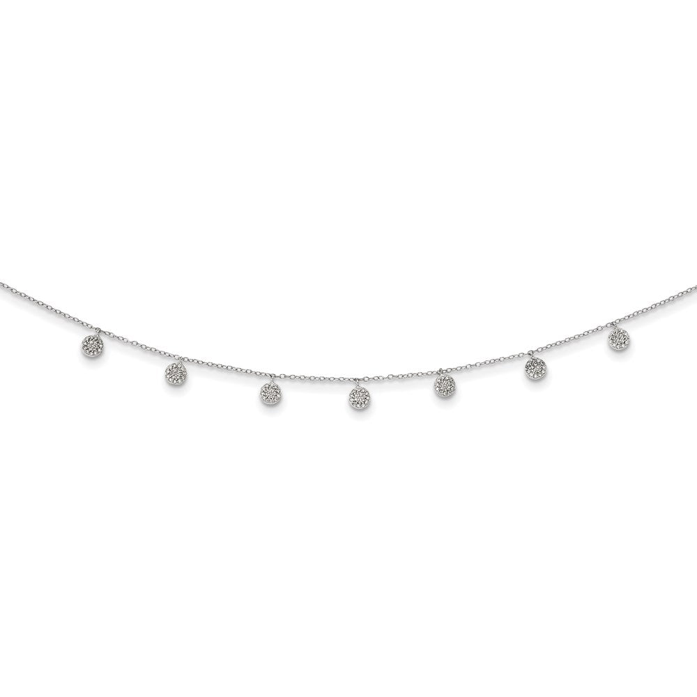 Sterling Silver Rhodium-plated CZ w/ 4in ext. Choker 12 Inches