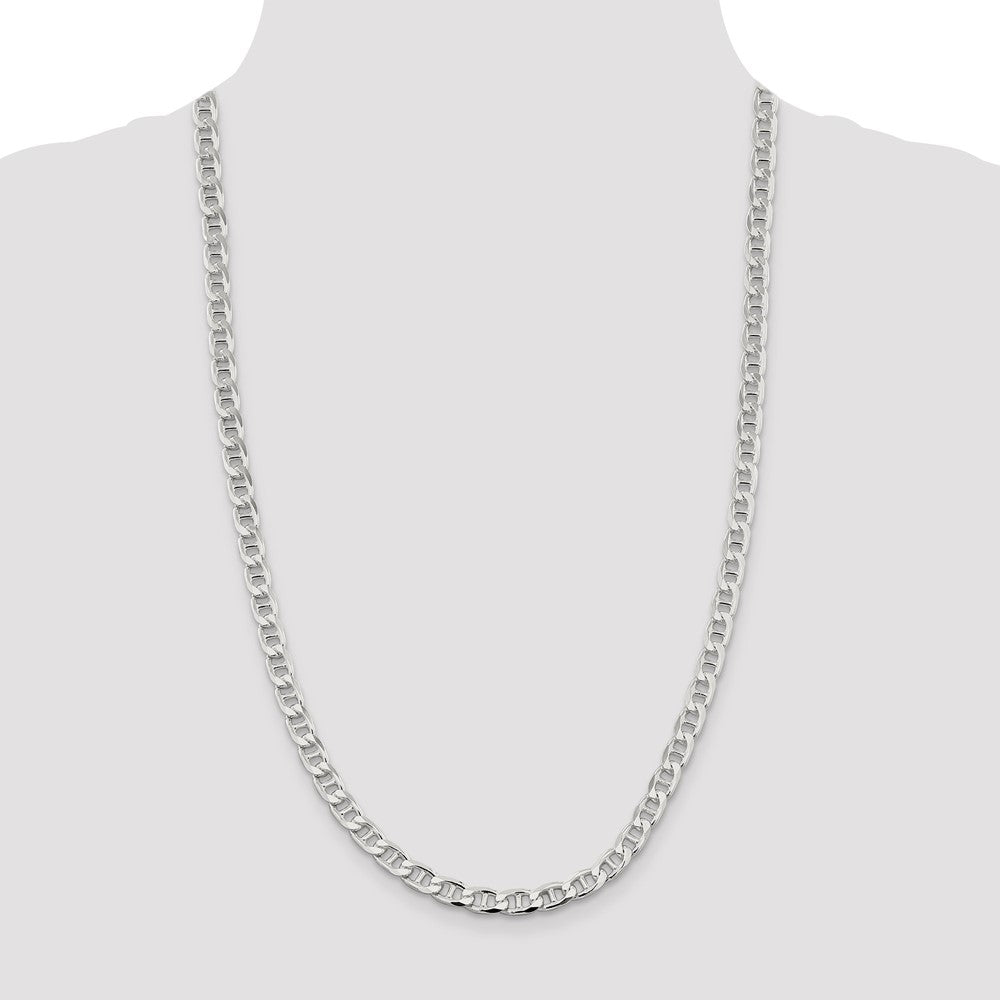 Sterling Silver 6.5mm D/C Flat Anchor Curb Chain 26 Inches