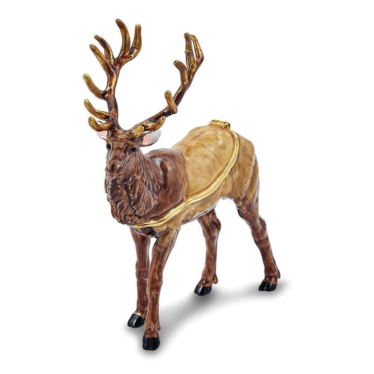 Luxury Giftware by Jere Bejeweled ELK AMINO Elk Trinket Box with Matching 18 inch Necklace