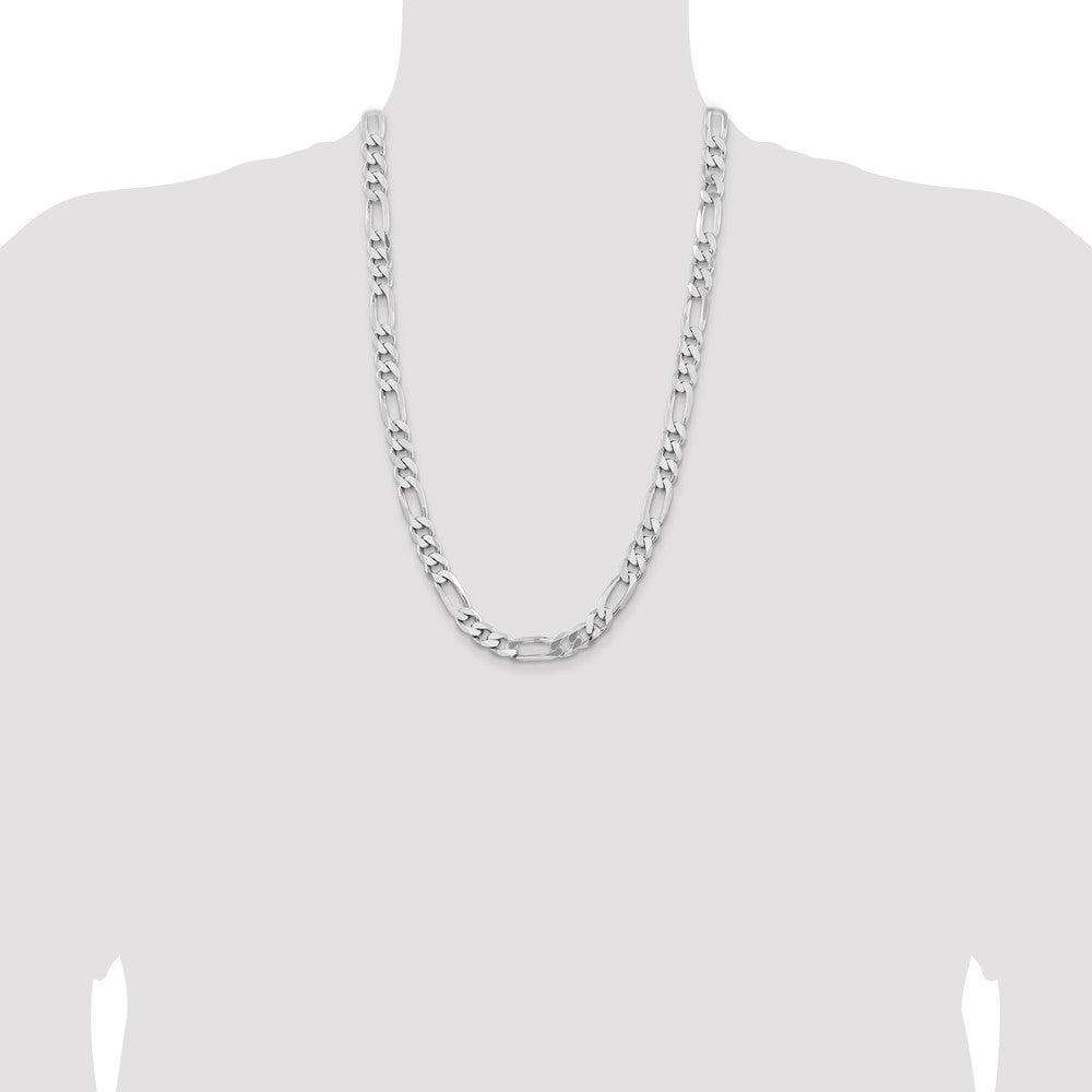Sterling Silver Rhodium-plated 9mm Figaro Chain 26 Inches