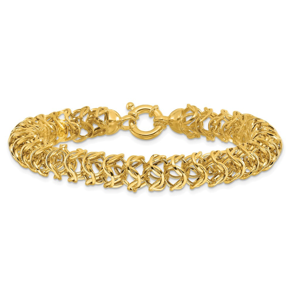 14K Polished Woven Link Bracelet 8  inches
