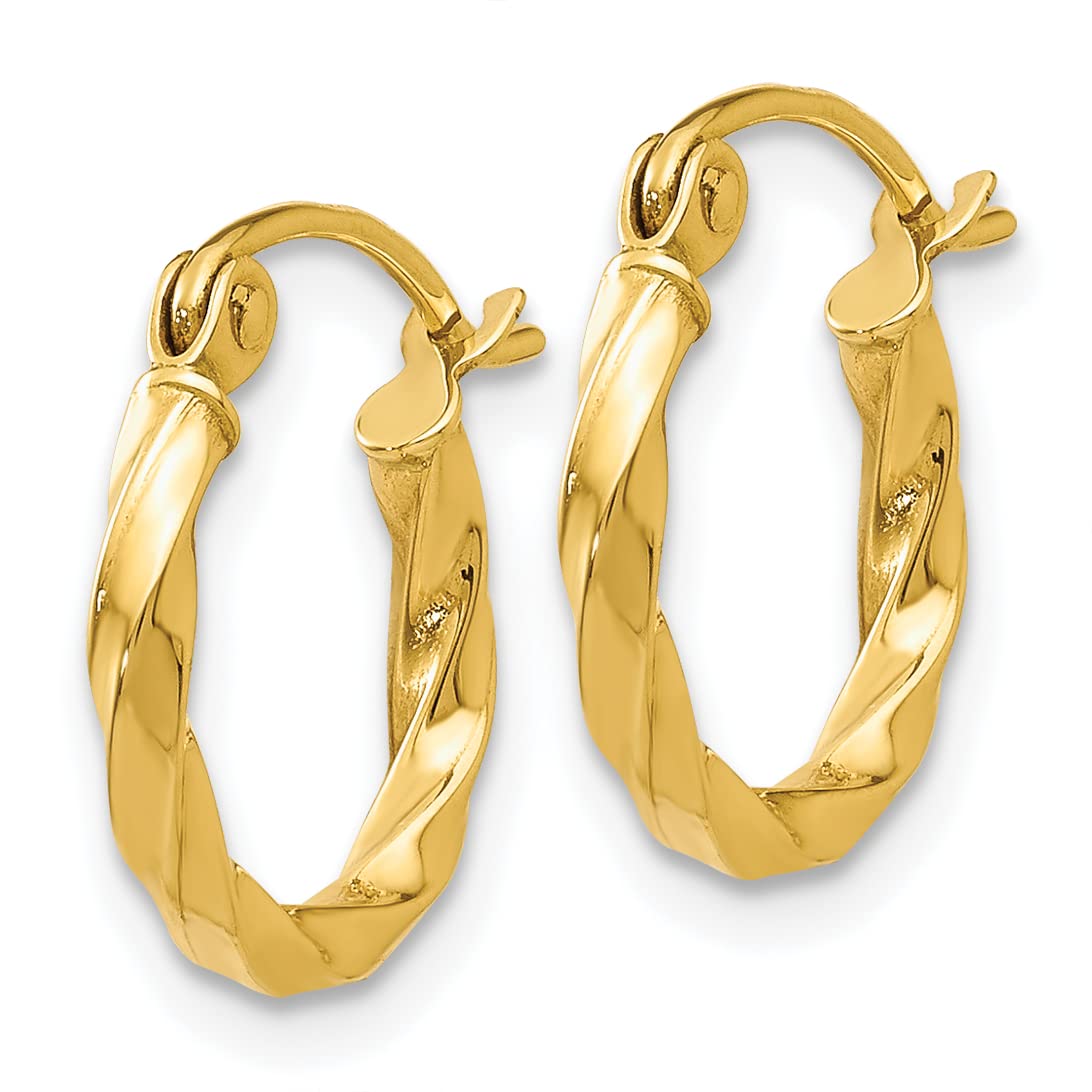 14K Yellow Gold Twist Hoop Earring