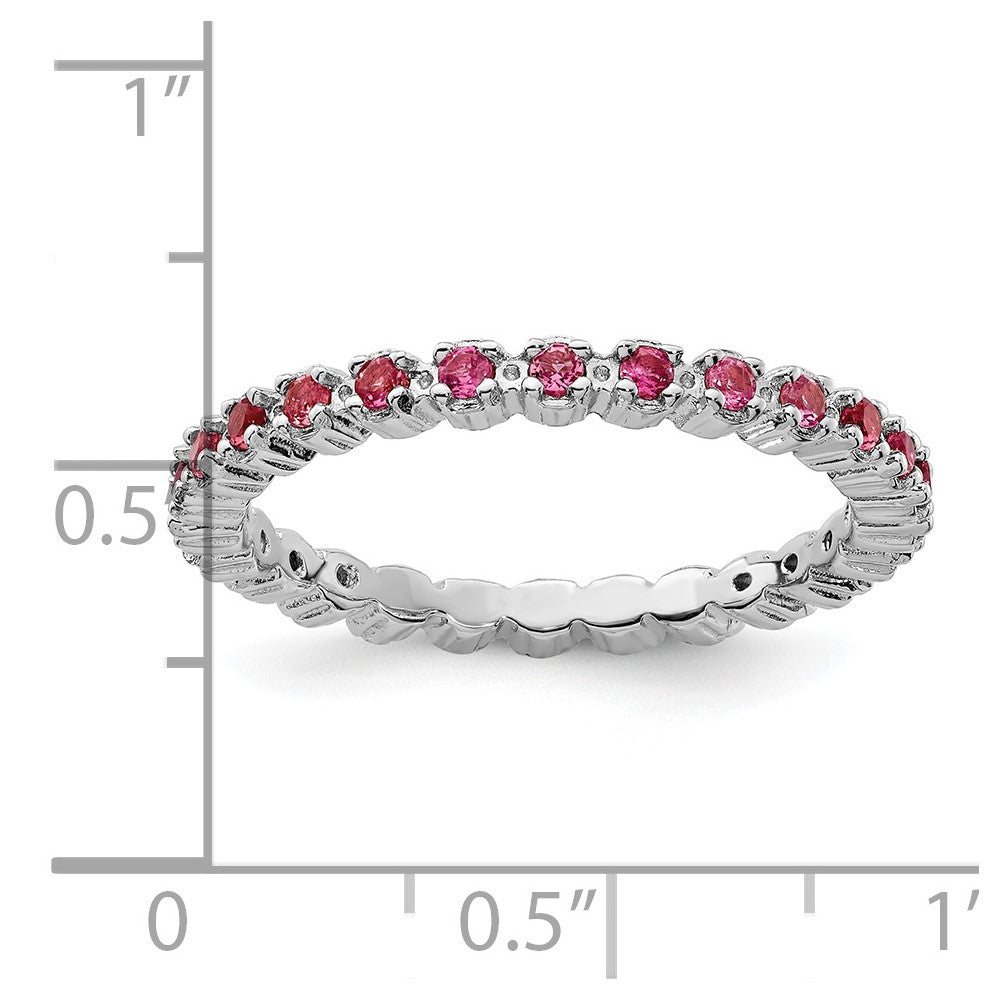Sterling Silver Stackable Expressions Pink Tourmaline Ring Size -5