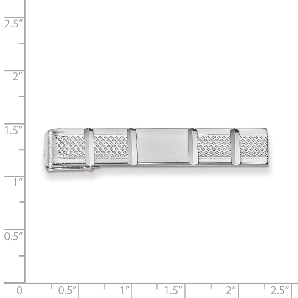 Kelly Waters Rhodium-plated Facet Cut Patterned Tie Bar