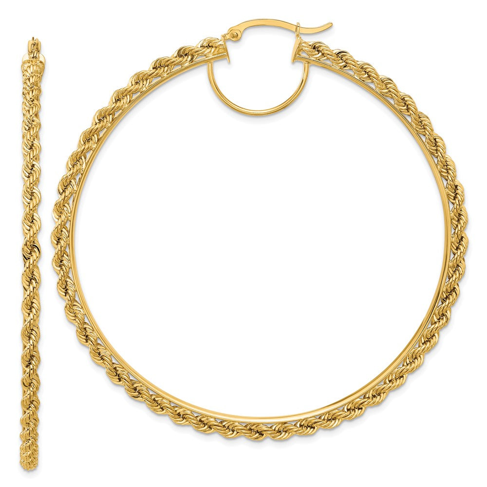 14K Gold Polished & Diamond-Cut Rope 2.95mm Hoop Earrings