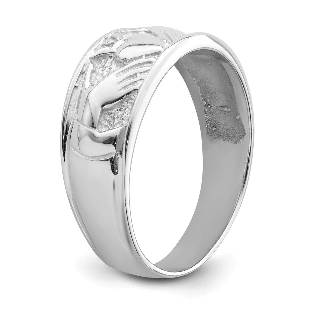 14k White Gold Ladies Claddagh Band Size 6