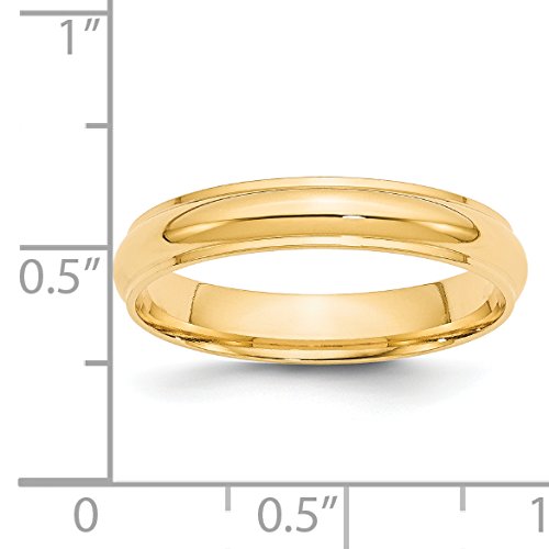14k Yellow Gold 4mm Half Round with Edge Wedding Band Size 6.5