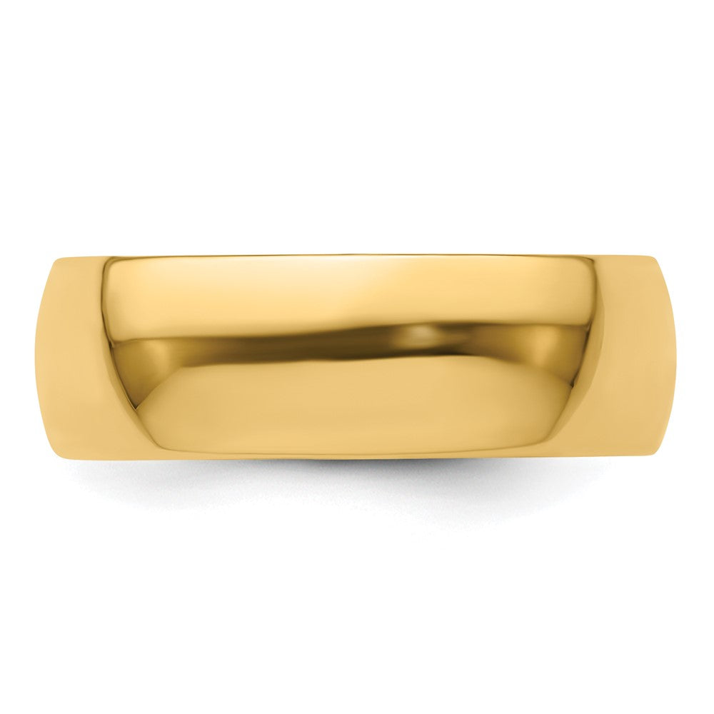 14k Yellow Gold 7mm Lightweight Half Round Wedding Band Size 6.5