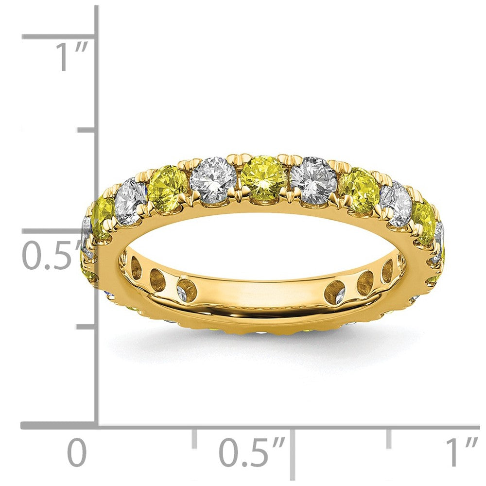 14k 1 1/5 carat Lab Grown Diamond VS/SI+ G+ and Lab Created Yellow Sapphire Size 8 Eternity Band