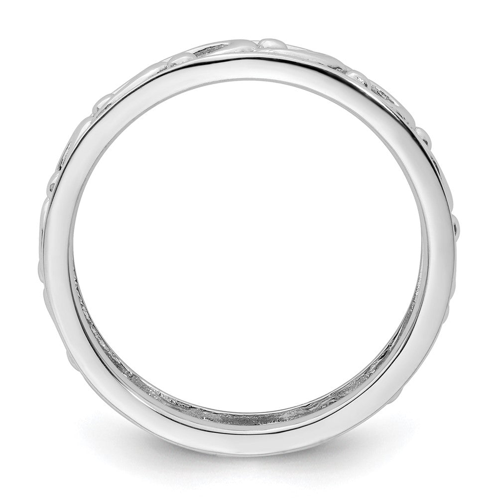 Sterling Silver Stackable Expressions Carved Ring Size -9