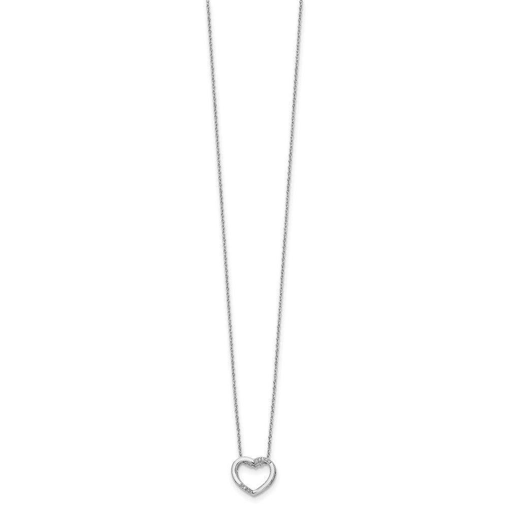 White Ice Sterling Silver Rhodium-plated 18 Inch Diamond Open Heart Necklace with 2 Inch Extender 18 Inches