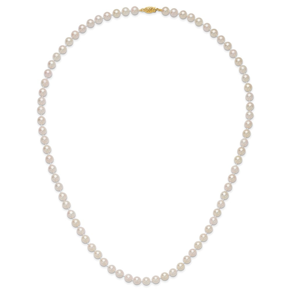 14k 7-8mm White Round Akoya Saltwater Cultured Pearl 24 inch Necklace