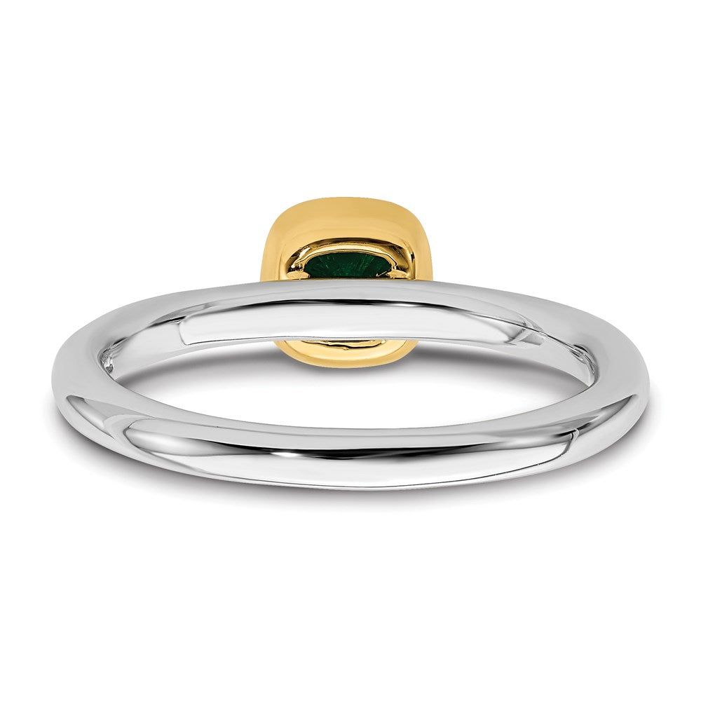 Sterling Silver Stackable Expressions w/Gold-plated Cr. Emerald Ring Size -8
