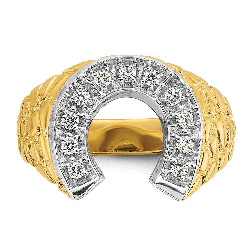 14k Two-tone IBGoodman Men's Horseshoe 1/5 carat Diamond Complete Ring