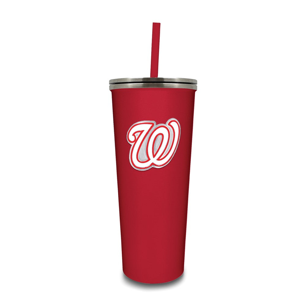 MLB Washington Nationals Stainless Steel 24 ounce Skinny Tumbler with Emblem and Straw