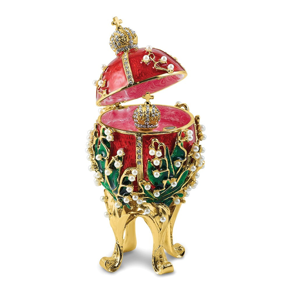 Luxury Giftware by Jere Bejeweled BEAD BLISS (Plays Fur Elise) Musical Egg Trinket Box Plays with Matching 18 inch Necklace