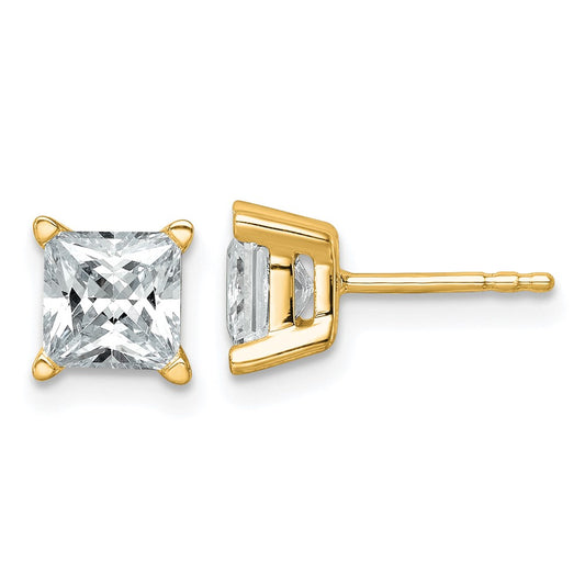 14k Yellow Gold 2 ctw Lab Grown Diamond VS/SI+ G+ Princess 4 Prong Heavy Wt. Stud Earrings