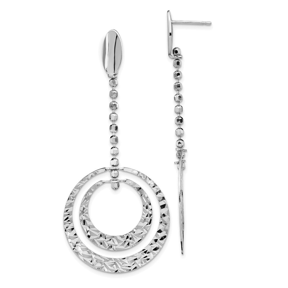 Sterling Silver Rhodium-plated Polished D/C Dangle Earrings