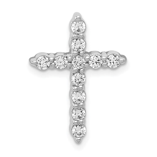 14k White Gold 1/2 carat Lab Grown Diamond VS/SI+ G+ Cross Chain Slide Pendant