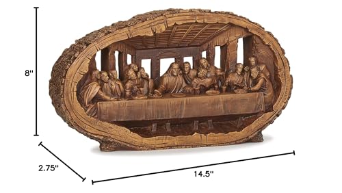 Joseph's Studio by Roman - Last Supper Figure, Carved Wood Look, Renaissance Collection, 14.5" W, Resin and Stone, Tabletop or Desk Display, Decorative, Durable, Long Lasting