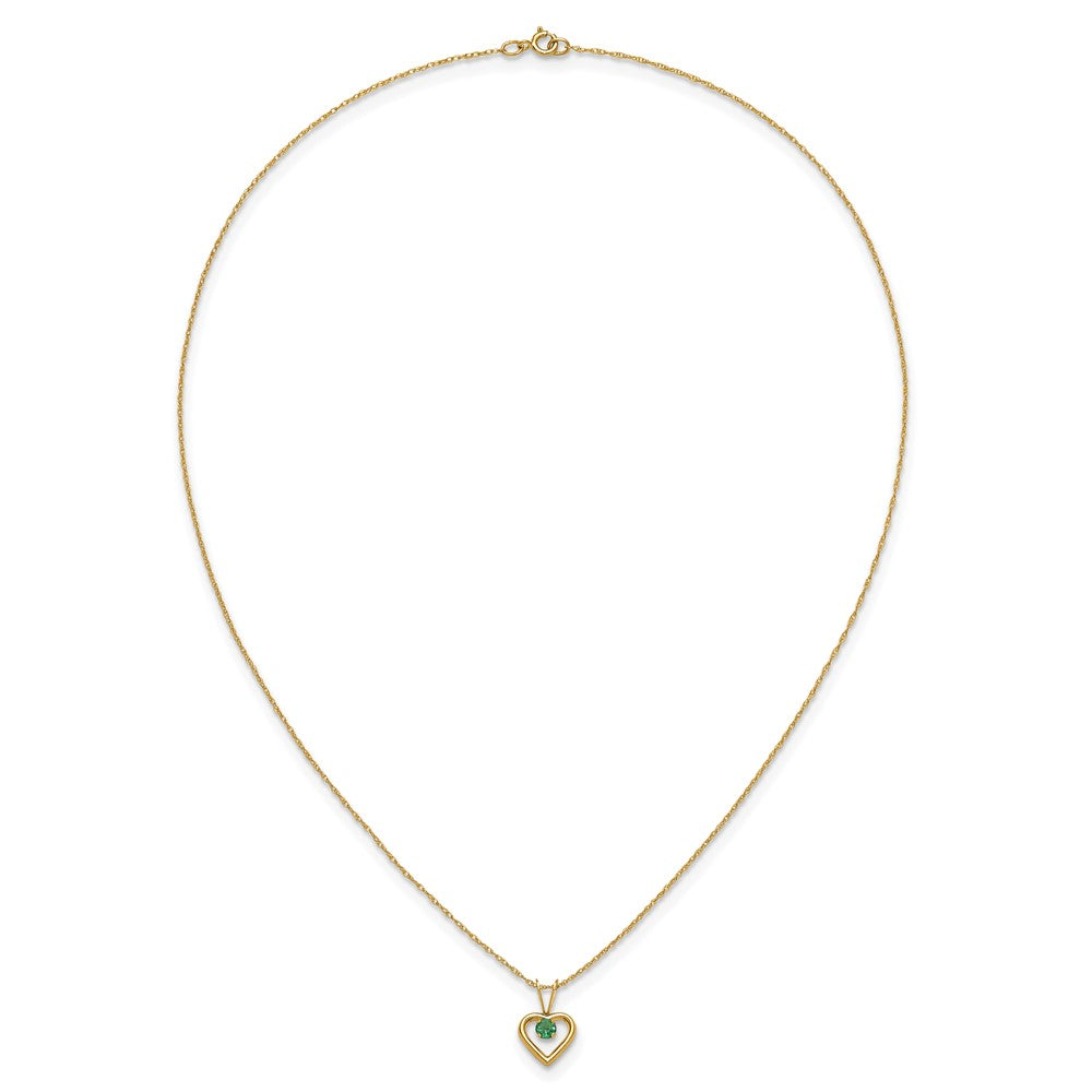 14k Madi K 3mm Emerald Heart Birthstone Necklace