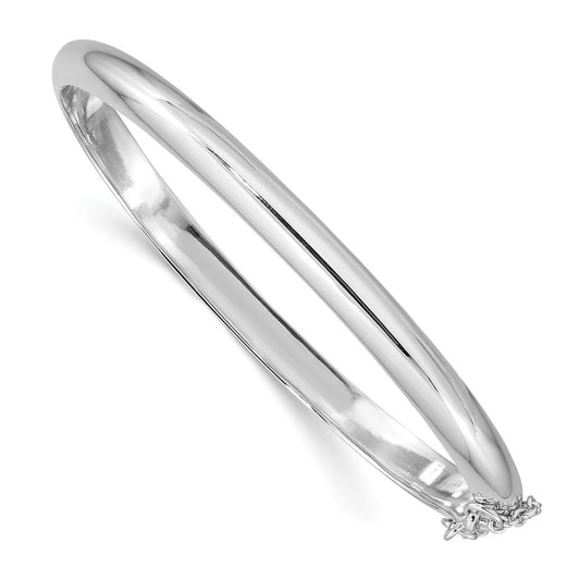 Sterling Silver Rhodium-plated 5mm w/Chain Hinged Bangle 7.25 inches