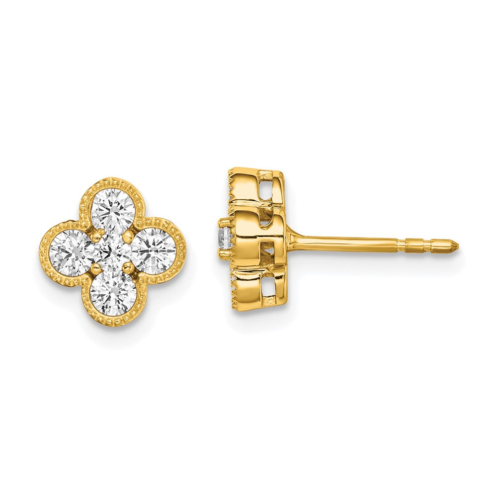 True Origin 14k 3/4 carat Lab Grown Diamond VS DEF Bloom Floral Post Earrings